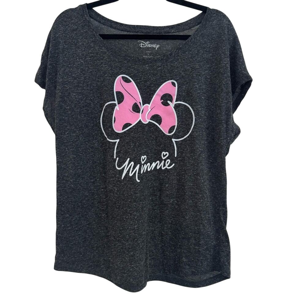 Disney Women’s Minnie Mouse Graphic Short Sleeve T‎ Shirt in Gray Size L